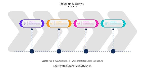 Infographic template for business. 4 Steps Modern Timeline diagram with road journey concept, presentation vector infographic.