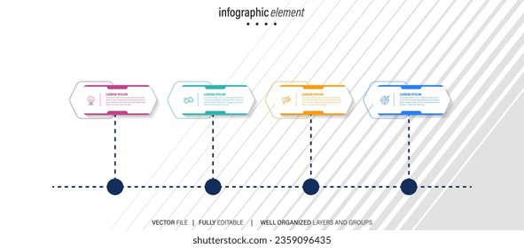 Infographic template for business. 4 Steps Modern Timeline diagram with road journey concept, presentation vector infographic.