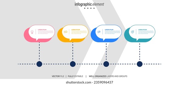 Infographic template for business. 4 Steps Modern Timeline diagram with road journey concept, presentation vector infographic.