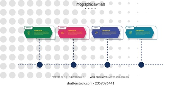 Infographic template for business. 4 Steps Modern Timeline diagram with road journey concept, presentation vector infographic.