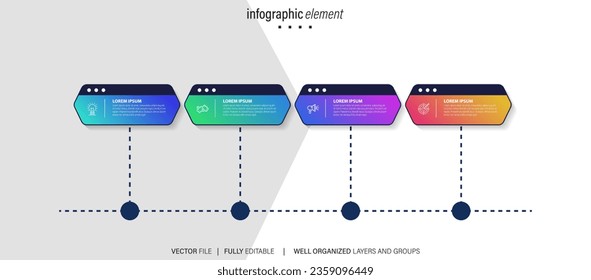 Infographic template for business. 4 Steps Modern Timeline diagram with road journey concept, presentation vector infographic.