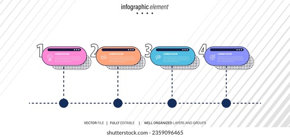 Infographic template for business. 4 Steps Modern Timeline diagram with road journey concept, presentation vector infographic.