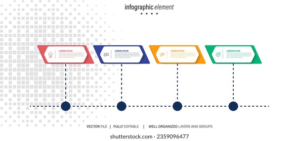 Infographic template for business. 4 Steps Modern Timeline diagram with road journey concept, presentation vector infographic.