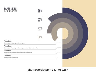 Infographic template for business. 4 Steps Modern Timeline diagram, presentation vector infographic. Infographic with circle. Percentage ratio. Percentages. Blue and violet