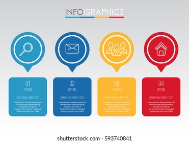 Info-graphic Template for Business with 4 steps multi-color, labels. Vector info-graphic element.