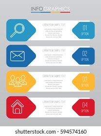 Info-graphic Template for Business with 4 steps multi-color, labels. Vector info-graphic element.