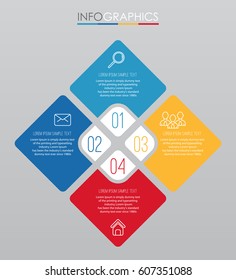 Info-graphic Template for Business with 4 steps multi-color, labels. Vector info-graphic element.