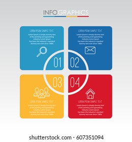 Info-graphic Template for Business with 4 steps multi-color, labels. Vector info-graphic element.