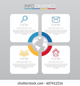 Info-graphic Template for Business with 4 steps multi-color, labels. Vector info-graphic element.