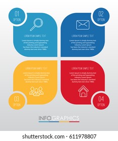 Info-graphic Template for Business with 4 steps multi-color, labels. Vector info-graphic element.