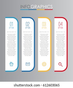 Info-graphic Template for Business with 4 steps multi-color, labels. Vector info-graphic element.