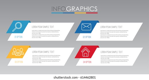 Info-graphic Template for Business with 4 steps multi-color, labels. Vector info-graphic element.