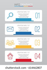 Info-graphic Template for Business with 4 steps multi-color, labels. Vector info-graphic element.