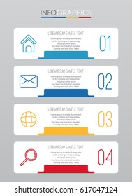 Info-graphic Template for Business with 4 steps multi-color, labels. Vector info-graphic element.