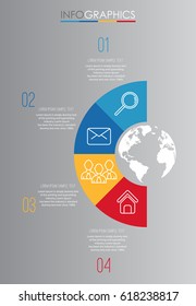 Info-graphic Template for Business with 4 steps multi-color, labels. 
