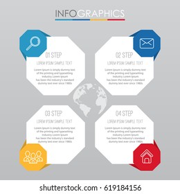 Info-graphic Template for Business with 4 steps multi-color, labels. Vector info-graphic element.