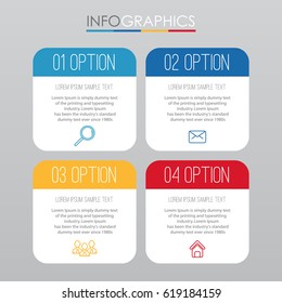 Info-graphic Template for Business with 4 steps multi-color, labels. Vector info-graphic element.