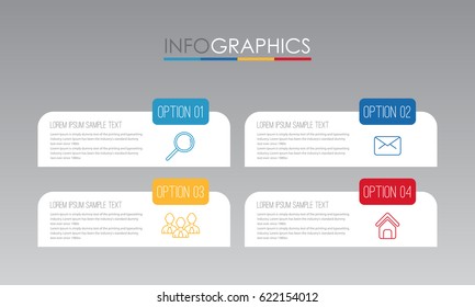 Info-graphic Template for Business with 4 steps multi-color, labels. 