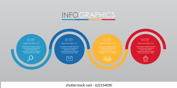 Info-graphic Template for Business with 4 steps multi-color, labels. 