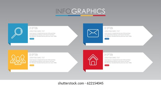 Info-graphic Template for Business with 4 steps multi-color, labels. Vector info-graphic element.