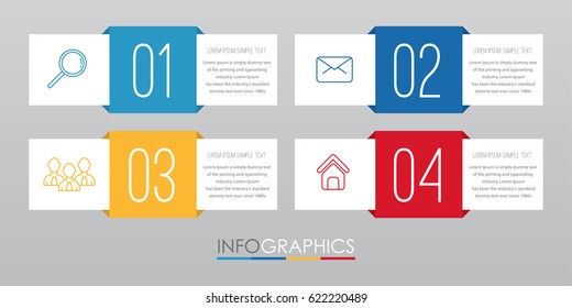 Info-graphic Template for Business with 4 steps multi-color, labels. Vector info-graphic element.