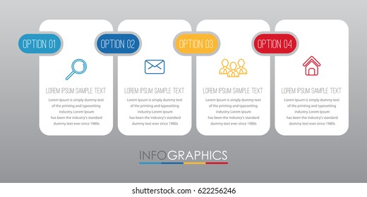 Info-graphic Template for Business with 4 steps multi-color, labels. Vector info-graphic element.
