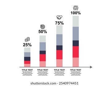 Plantilla infográfica para empresas. 4 títulos dos lados Diagrama de gráfico de comparación, infografía de Vector de presentación.