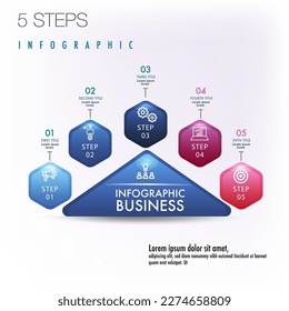 Plantilla de infografía para empresas. 5 Nivel Moderno Diagrama de ventas, infografía vectorial que cambia fácilmente el título para usar para el informe de datos de presentación o progreso.