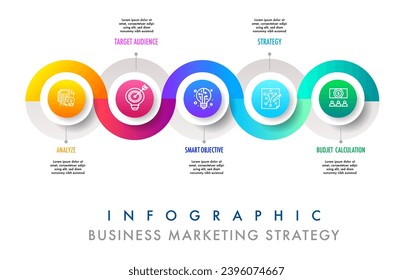 Infographic template for business 5 step option modern design planning, data, strategy, diagram, vector infographic easily change title to use for presentation data report or progress