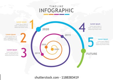 Infographic template for business. 5 steps Spiral Timeline diagram, presentation vector infographic.