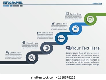 Infographic template for business. 5 Steps Modern Timeline diagram