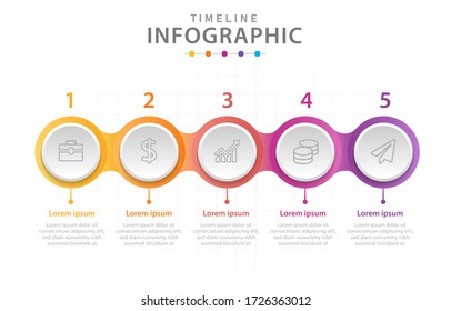 Infographic template for business. 5 Steps Timeline diagram with circles, presentation vector infographic.