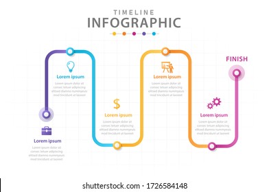 Infographic template for business. 5 steps Modern Timeline diagram with line graph, presentation vector infographic.