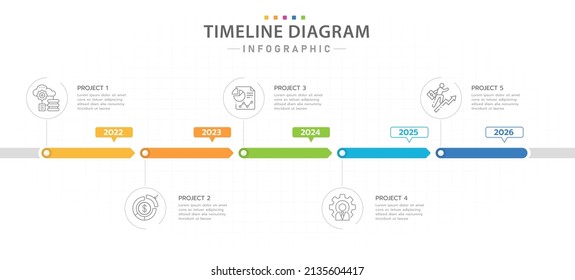 Infographic template for business. 5 Steps Modern Timeline diagram with yearly calendar, presentation vector infographic.