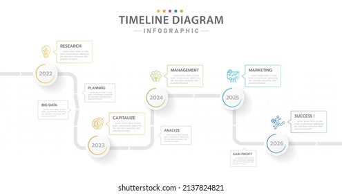 Infographic template for business. 5 Steps Modern Timeline diagram with planning topics, presentation vector infographic.