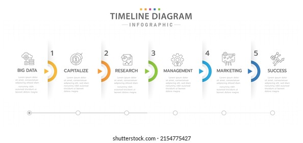 Infographic template for business. 5 Steps Timeline diagram calendar with arrows, presentation vector infographic.