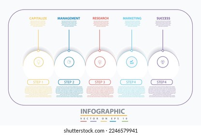 Infographic template for business. 5 Steps Modern Timeline diagram with progress arrows, presentation vector infographic.