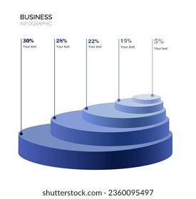 Infographic template for business. 5 Steps Modern Timeline diagram with progress arrows, presentation vector infographic. Infographic with cylinders. Percentage ratio. Percentages. Blue and grey