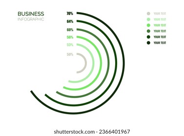 Infographic template for business. 5 Steps Modern Timeline diagram with progress arrows, presentation vector infographic. Percentage ratio. Percentages. Green and grey