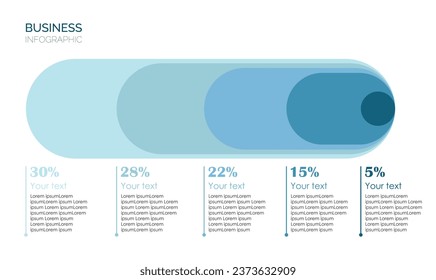 Infographic template for business. 5 Steps Modern Timeline diagram, presentation vector infographic. Infographic with ovals. Percentage ratio. Percentages. Blue color