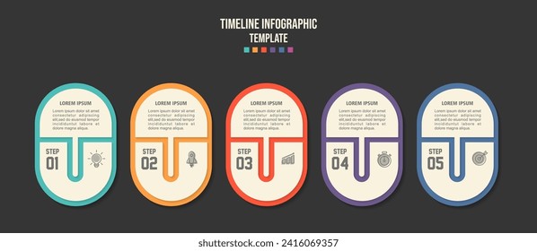 Infographic template for business. 5 Steps Modern Timeline diagram, presentation vector infographic.