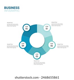 Infographic template for business. 5 Steps Modern Business Infographic template. Design with numbers 5 options or steps. Blue