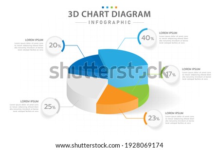 Infographic template for business. 5 steps Modern 3D pie chart diagram, presentation vector infographic.