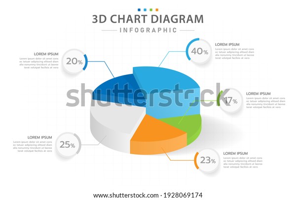 Infographic template for\
business. 5 steps Modern 3D pie chart diagram, presentation vector\
infographic.