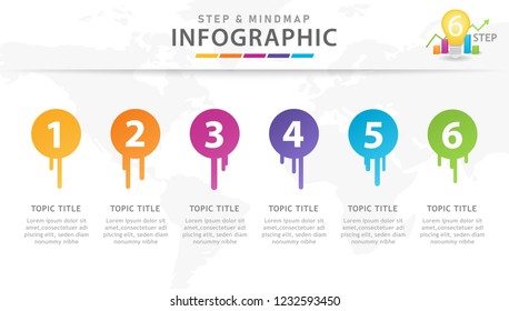 Infographic template for business. 6 Steps Modern Mindmap diagram, presentation vector infographic.