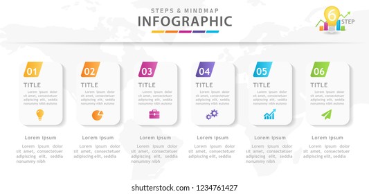 Infographic template for business. 6 Steps Minimal Mindmap diagram, presentation vector infographic.