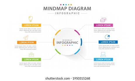 Infographic Template Business 6 Steps Mindmap Stock Vector (Royalty ...