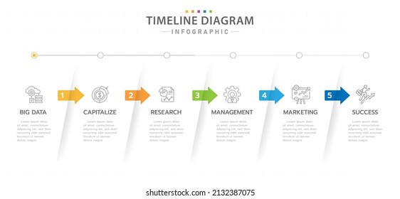 Infographic template for business. 6 Steps Timeline diagram calendar with modern icons, presentation vector infographic.