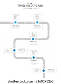 Infographic Template For Business. 6 Steps Modern Timeline Diagram With Road Journey Concept, Presentation Vector Infographic.