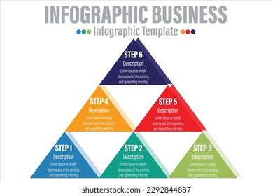 Infographic template for business. 6 steps Modern Mindmap pyramid level diagram, presentation vector infographic.